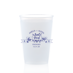 The She Said Yes Cup is perfect for use in Wedding, Engagement and Bridal Shower themed parties and are a must-have for your next event—whatever the celebration!