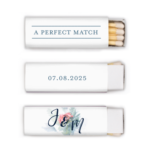 Our custom White Square Custom Photo Matchbox with Matte Stone Blue Ink Digital Print Colors and Matte Navy Ink Digital Print Colors are a must-have for your next event—whatever the celebration!