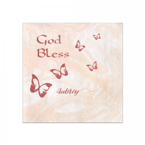 Custom Marble Blush Patterned Cocktail Napkin with Shiny Rose Quartz Foil has a Butterfly Confetti graphic and is good for use in Animals, Full Bleed, Bridal Shower themed parties and will give your party the personalized touch every host desires.