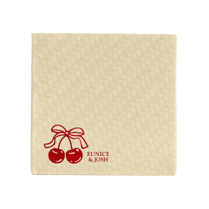 There's nothing sweeter than our Cherry Bow Names Napkin for your next party event! Featuring a duo of cherries tied together by a bow, the design is as cute as you and your lover. Customize the text to make it extra special at your next momentous occasion, be it an engagement, wedding, anniversary or any other celebration of love.