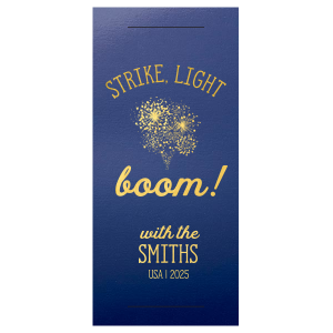 Our personalized Natural Royal/Lt. Navy Large Sparkler Sleeve with Shiny Sky Blue Foil can be personalized to match your party's exact theme and tempo.
