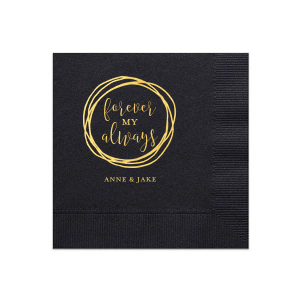 Our custom Soft Black Luncheon Napkin with Shiny 18 Kt Gold Foil has a Circle Doodle Frame graphic and is good for use in Frames themed parties and will look fabulous with your unique touch. Your guests will agree!
