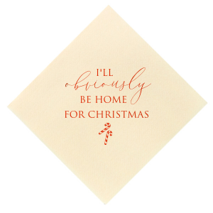 The ever-popular Ivory Cocktail Napkin with Shiny Poppy Foil has a Candy Cane graphic and is good for use in Christmas themed parties and can be customized to complement every last detail of your party.