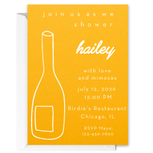 Minimal Bridal Shower Wine Bottle Invitation