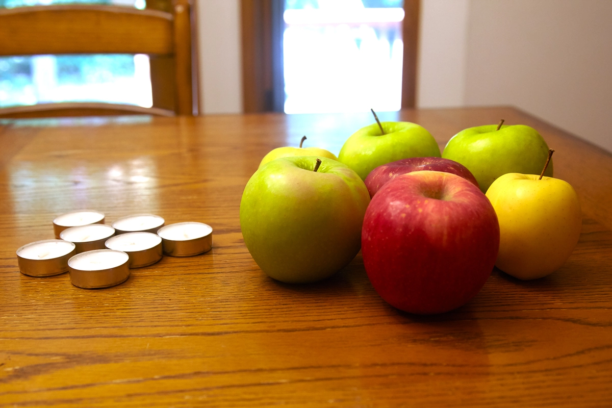 what you need for a diy fall votive candle apple holders