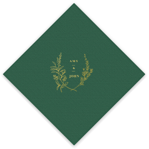 Delight in romance with the Floral Framed Names Napkin, where names bloom within a whimsical wildflower border. Heart-shaped leaves add a tender touch, perfect for enchanting engagements or weddings that celebrate love's natural beauty.