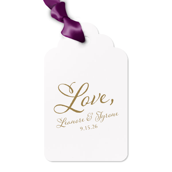 Our custom Poptone Peach Arch Gift Tag with Shiny Fuchsia Foil can be personalized to match your party's exact theme and tempo.
