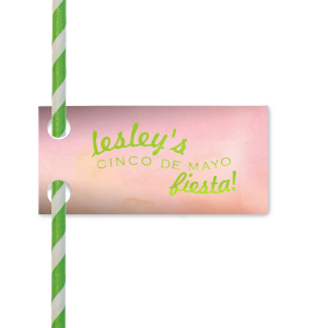 Our custom Watercolor Rose Wave Straw Tag with Shiny Kiwi / Lime Foil can be personalized to match your party's exact theme and tempo.