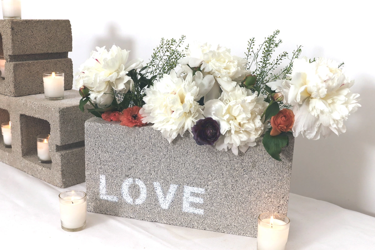 simple flowers tucked in urban wedding décor