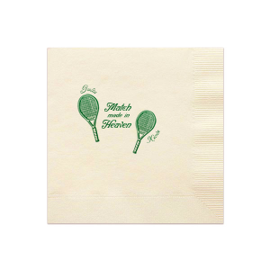 Accentuate your next big party event with the Match Made in Heaven Tennis Napkin from our Country Club collection. Perfect for summertime shindigs and outdoorsy occasions, the customizable napkin comes in your choice of foil and napkin colors along with personalized text. Score them before it's too late!