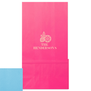 Personalized White Goodie Bag with Shiny Copper Foil Color has a Geo Flowers graphic and is good for use in Floral themed parties and can be personalized to match your party's exact theme and tempo.