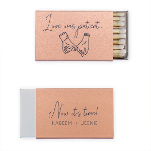 The ever-popular Stardream Blush Classic Matchbox with Matte Navy Foil has a Pinky Promise graphic and is good for use in Wedding themed parties and couldn't be more perfect. It's time to show off your impeccable taste.
