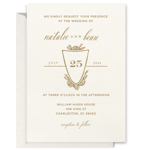 ForYourParty's chic Rose Crest Invitation has a Crest Rose and is good for use in Bridal events and couldn't be more perfect. It's time to show off your impeccable taste.