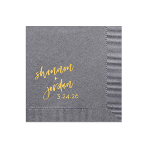 Infuse your wedding with whimsy using the Script Names and Date Wedding Napkin, featuring names in a spirited script, plus the event date. A vibrant choice for couples celebrating their joyous union.