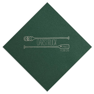 The ever-popular Hunter Green Cocktail Napkin with Shiny Green Tea Foil has a Oar Frame graphic and is good for use in Adventure, Outdoor Wedding themed parties and will add that special attention to detail that cannot be overlooked.