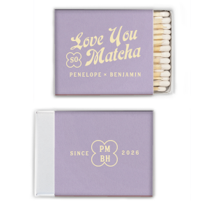 If you are looking fro an adorable wedding or engagement accessory, this is for you! Personalize this Love you so Matcha matchbox with the name of the couple to be and the date. 