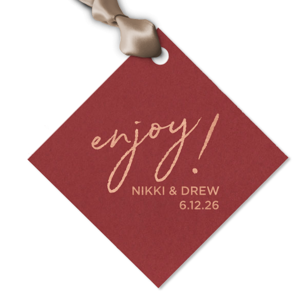 Custom Natural Scarlet Diamond Gift Tag with Shiny Rose Gold Foil can be customized to complement every last detail of your party.