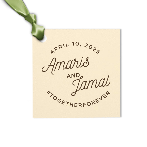 Personalized Linen Eggshell Luggage Gift Tag with Shiny 18 Kt Gold Foil are a must-have for your next event—whatever the celebration!