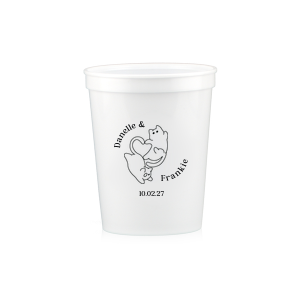 Unite in love with the Cat Tails of Love Wedding Cup, where two cats entwine tails to form a heart. Arched around the design you can customize with the couple's names and below the date of your union.