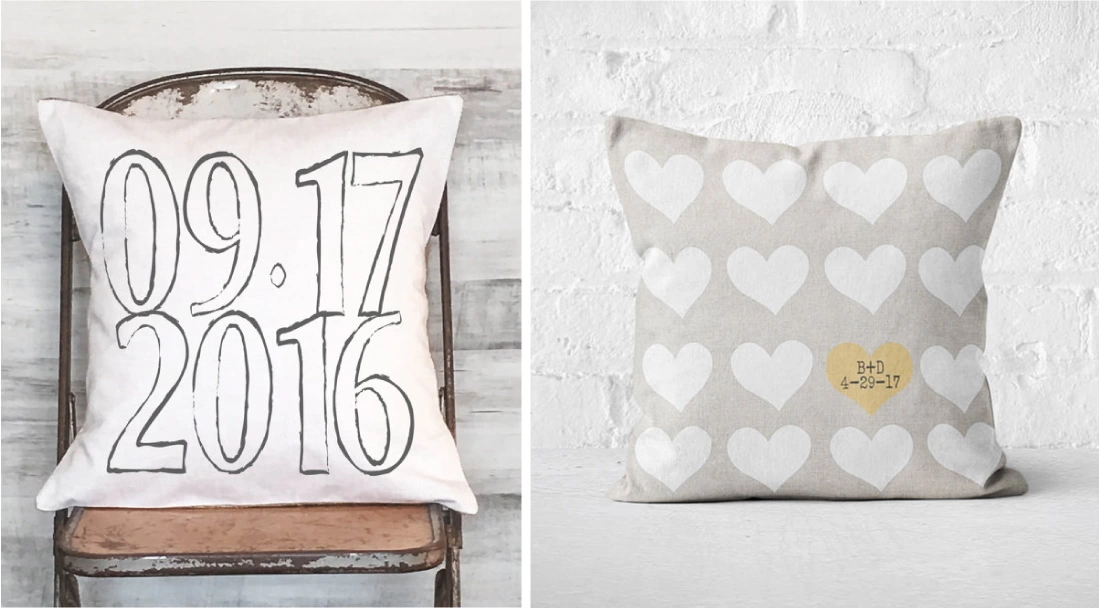 second anniversary cotton personalized pillow