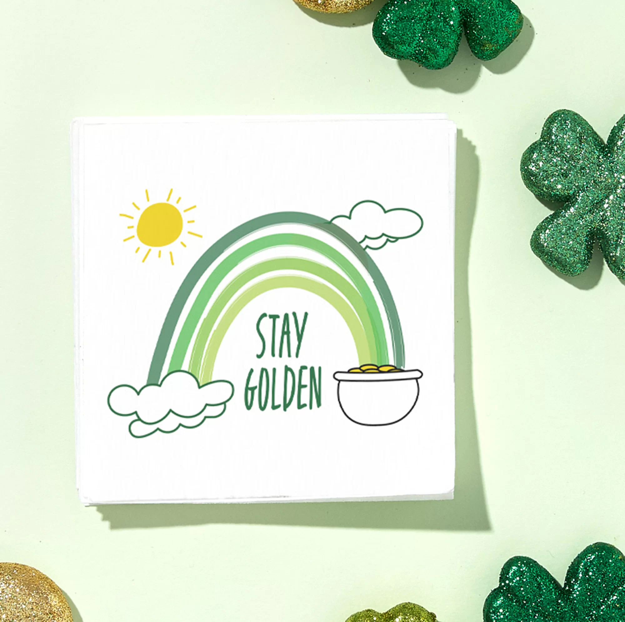 Stay Golden - green rainbow St. Patrick's day napkin