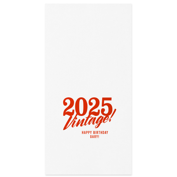 Step back in time with ForYourParty.com's 'Vintage Birthday Napkin,' foil-printed and styled with a nostalgic retro flair. Personalize with the birth year and name of the birthday individual, ensuring that each wipe and dab adds a touch of vintage charm to their milestone celebration.