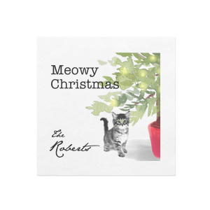 Meowy Christmas Cat Photo/Full Color  Napkin