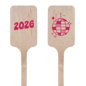 ForYourParty's chic Matte Fuchsia Round Stir Stick with Matte Fuchsia Foil has a Disco Ball graphic and is good for use in Birthday, New Years, Trendy themed parties and are a must-have for your next event—whatever the celebration!