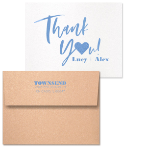 Thank You Script Heart Note Card