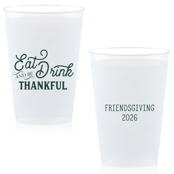 Elevate your Thanksgiving or Friendsgiving bash with the Eat Drink and Be Thankful Thanksgiving Cup. This festive cup brims with gratitude in whimsical script. Personalize the back for a family reunion or a cozy Friendsgiving gathering. Perfect for sipping cider or cocktails, making your celebration unforgettable! 