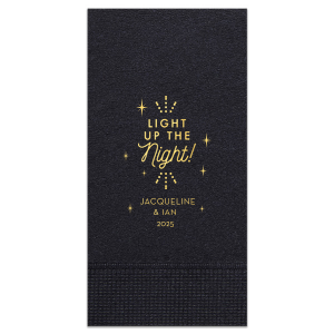 The ever-popular Plum Cocktail Napkin with Shiny 18 Kt Gold Foil has a Light the Night graphic and is good for use in Wedding, Words, Anniversary themed parties and are a must-have for your next event—whatever the celebration!