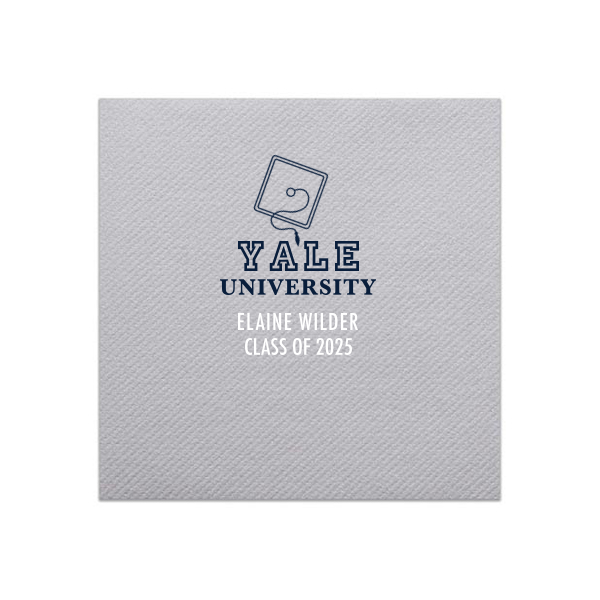 The ever-popular Stone Gray Cocktail Napkins - 2 Color with Matte Navy Foil and Matte White Foil has a Grad Cap Frame graphic and is good for use in Graduation, Frames themed parties and couldn't be more perfect. It's time to show off your impeccable taste.