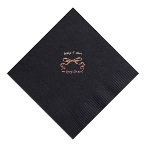 Announce your union with the Nuptial Knot Bow Napkin, featuring a romantic bow graphic and the sweet declaration 'are tying the knot.' Personalize with both your names to add a loving touch to your engagement party or wedding reception.