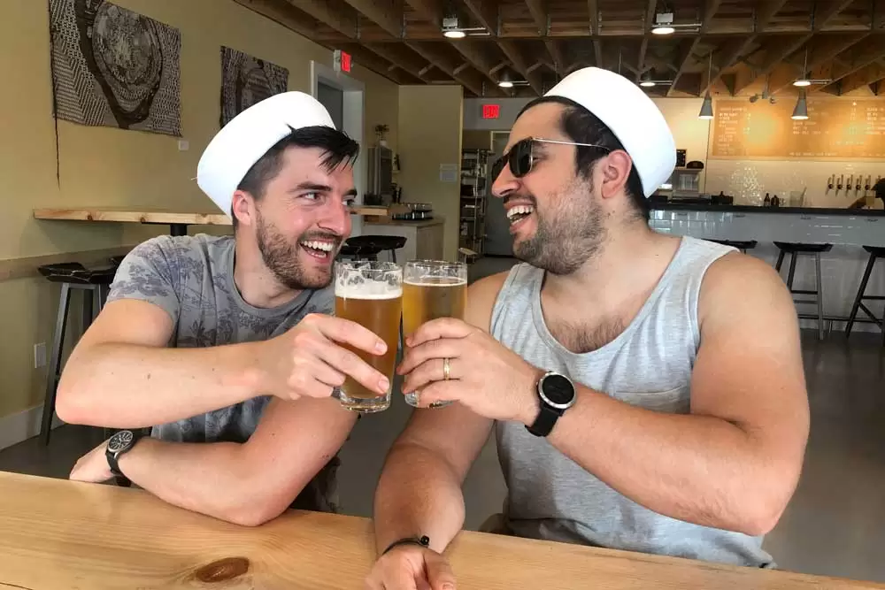 "dude crew" bachelor party, hats included