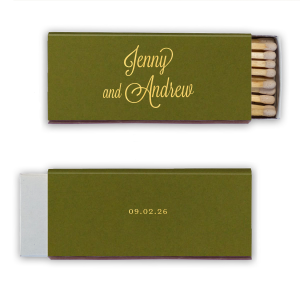 The Formal Names Match design exudes elegance with the couple's first names gracefully presented in an ornate, flourished script on the front. Its simplicity is complemented by the event's date on the back, offering a touch of class and sophistication to any celebration.