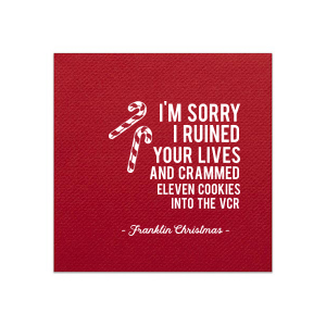 Our custom Lipstick Red Cocktail Napkin with Matte White Foil has a Candy Cane graphic and is good for use in Christmas themed parties and can be customized to complement every last detail of your party.