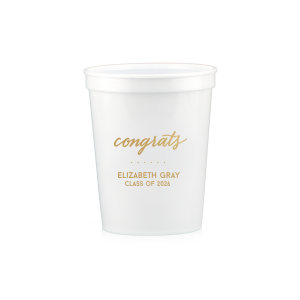 With the Simple Congrats Cup celebrate with refined sophistication. The elegantly bold scripted "congrats" adds a touch of class, perfect for honoring any special occasion. Personalize with a name and event for an effortlessly chic celebration.