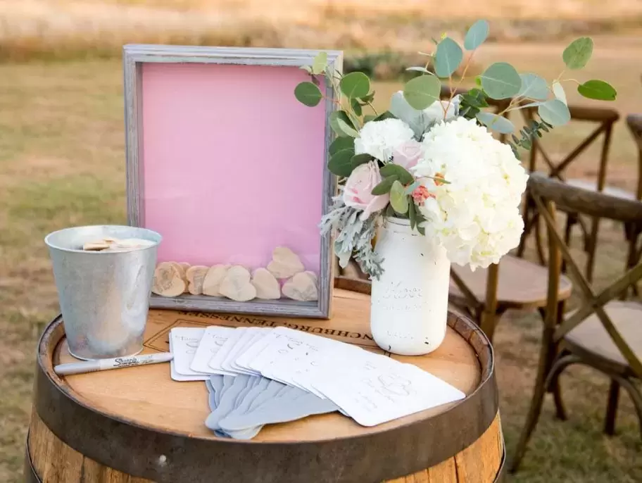 a simple shadow box from Etsy or any other sellers will be perfect for drop-offs for any coasters with well wishes and wedding DJ requests