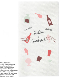 Celebrate one of a kind occasions alongside friends with the Cin Cin! Salud! Full Color Napkin. The full color ink printed napkin features customizable text 