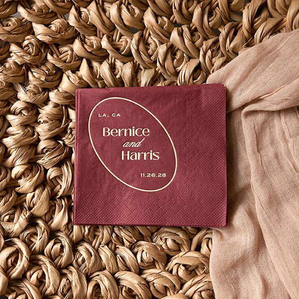 Ringed Couple Names Napkin