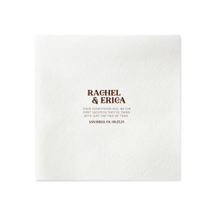 Custom Bronze Cocktail Napkin with Matte White Foil can be personalized to match your party's exact theme and tempo.