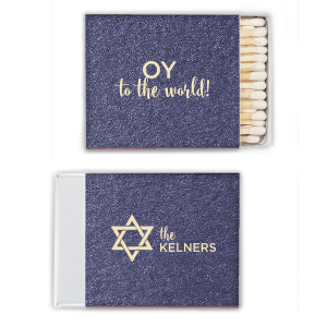 Personalized Natural Royal/Lt. Navy Triangle Matchbox with Shiny Sky Blue Foil Color has a Star 1 graphic and is good for use in Jewish Symbol or Star themed parties and will give your party the personalized touch every host desires.