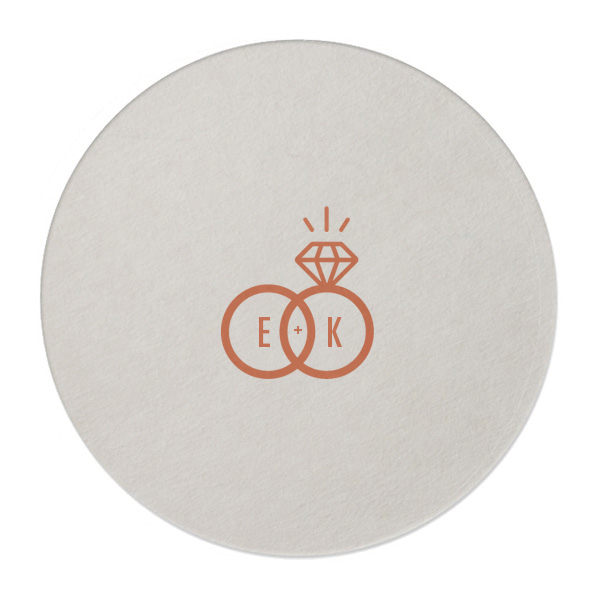 wedding rings coaster in trendy copper foil