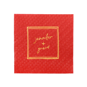Add a touch of whimsy to your modern wedding with the Kitschy Cocktail Hour Framed Names Napkin. This delightful design features the couple's names in a script reminiscent of handwritten notes, all encased within a square frame for a dash of contemporary elegance.