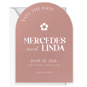 Send out a memorable arch save the date for your wedding. Featuring a minimal floral design, this cute arch invitation can be personalized with details for your wedding. 
