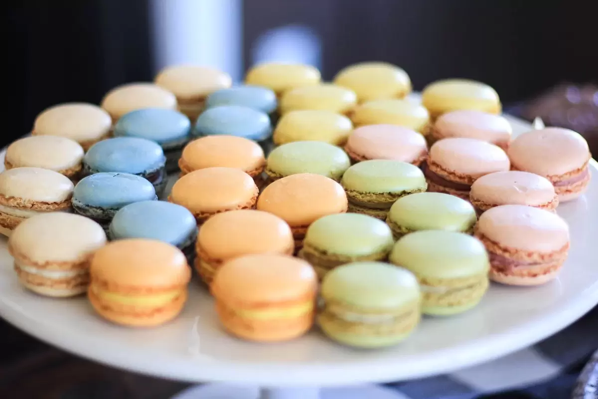 colorful bridal shower macaroons