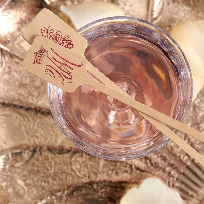 wedding drink stirrers with monogram