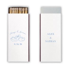 Finding your right match is easy with the Swan Couple Matchbox. The bespoke design features two courting swans alongside customizable text, making for an easy to personalize memento that's sure to make it mark on people's heart and minds. 