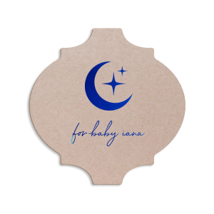 If you are throwing a baby shower, this custom coaster is for you! Featuring a beautiful moon and stars motif, you can personalize this coaster with the name of the baby to be. 