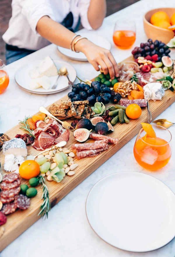 charcuterie tray as a table centerpiece